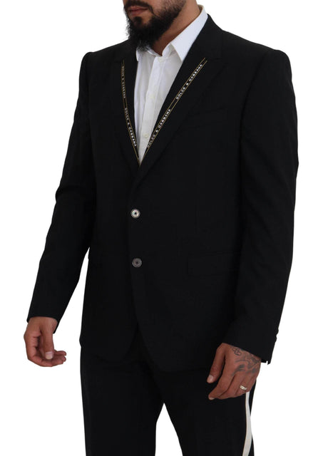 Dolce & Gabbana Black Wool Stretch Slim Fit Jacket Blazer - Hilstor