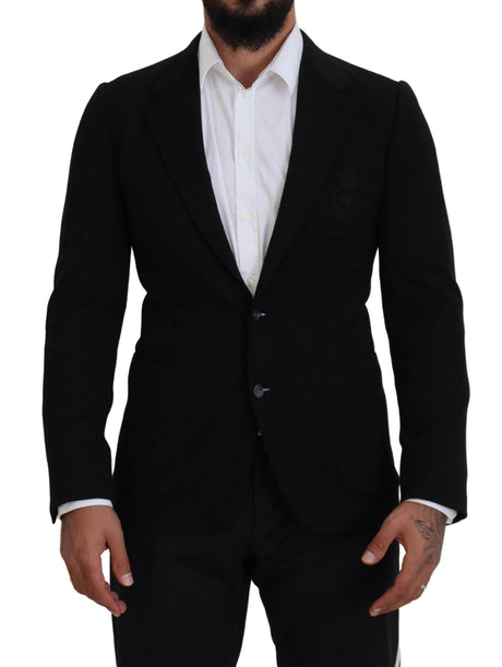 Dolce & Gabbana Black Wool Crown Slim Fit Jacket Blazer - Hilstor