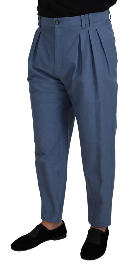 Dolce & Gabbana Blue Linen Chino Formal Pants - Hilstor
