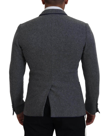 Dolce & Gabbana Gray Wool Roses Slim Fit Jacket Blazer - Hilstor