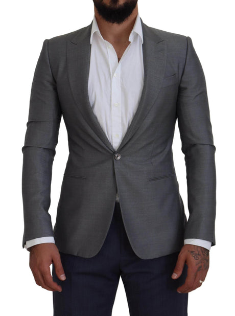Dolce & Gabbana Gray Wool Silk Slim Fit Jacket Blazer - Hilstor