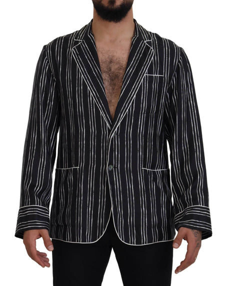 Dolce & Gabbana Blue Striped Silk Pajama Shirt Jacket - Hilstor