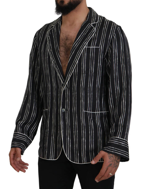 Dolce & Gabbana Blue Striped Silk Pajama Shirt Jacket - Hilstor