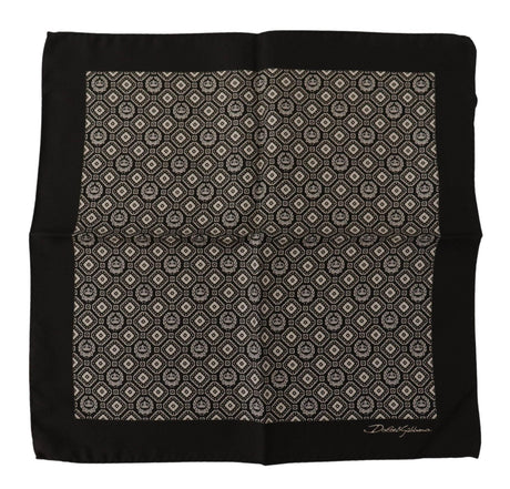 Dolce & Gabbana Black Patterned DG Logo Square Handkerchief Scarf - Hilstor
