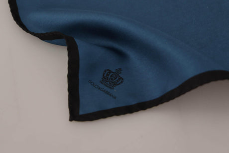 Dolce & Gabbana Black Blue DG Crown Printed Square Handkerchief Scarf - Hilstor