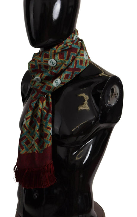 Dolce & Gabbana Multicolor DG Logo Shawl Warm Neck Wrap Fringe Scarf - Hilstor