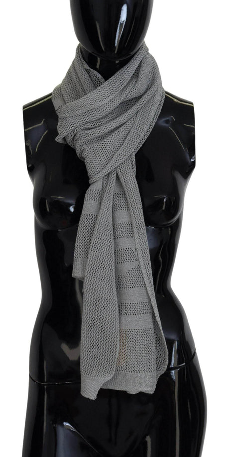 John Galliano Gray Logo Knitted Neck Wrap Shawl Foulard Scarf - Hilstor
