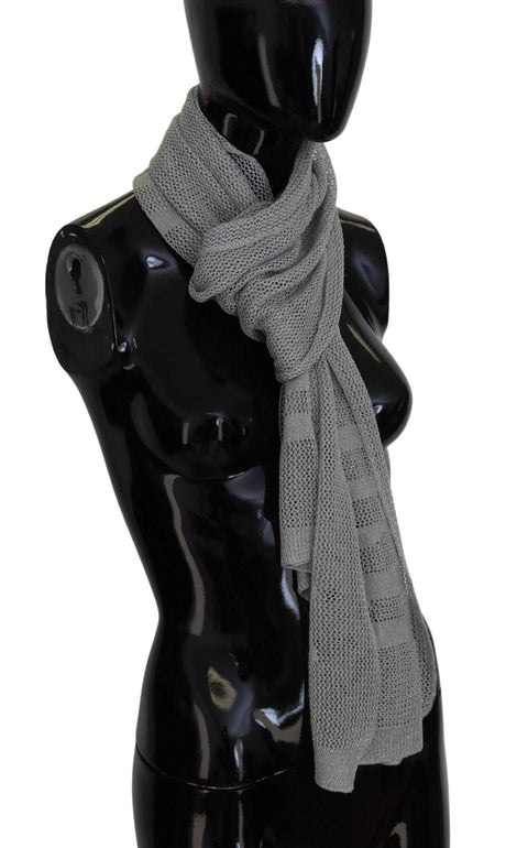 John Galliano Gray Logo Knitted Neck Wrap Shawl Foulard Scarf - Hilstor