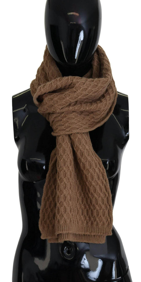 Dolce & Gabbana Dark Brown Wrap Shawl Knitted Camel Scarf - Hilstor