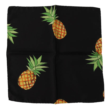 Dolce & Gabbana Black Pineapple Printed Square Handkerchief Scarf - Hilstor