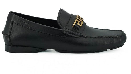 Versace Elegant Black Calf Leather Men's Loafers - Hilstor