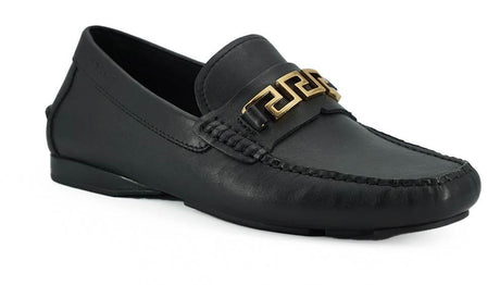 Versace Elegant Black Calf Leather Men's Loafers - Hilstor