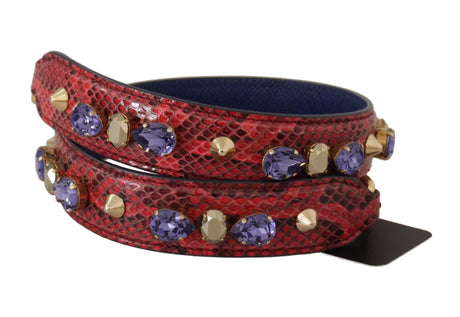 Dolce & Gabbana Red Exotic Leather Crystals Bag Shoulder Strap - Hilstor