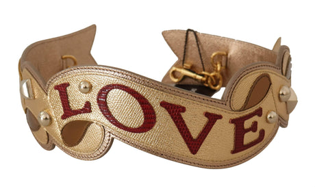 Dolce & Gabbana Gold Leather LOVE Patch Bag Shoulder Strap - Hilstor