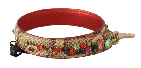 Dolce & Gabbana Beige Exotic Leather Crystals Shoulder Strap - Hilstor