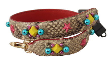Dolce & Gabbana Beige Python Leather Crystals Shoulder Strap - Hilstor
