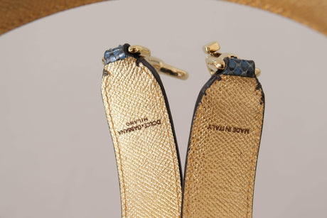 Dolce & Gabbana Blue Exotic Leather Crystals Shoulder Strap - Hilstor