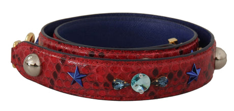 Dolce & Gabbana Red Exotic Leather Crystals Shoulder Strap - Hilstor