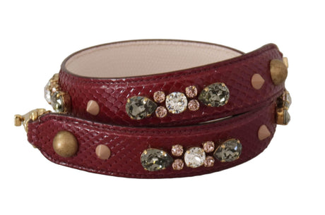 Dolce & Gabbana Bordeaux Leather Crystals Bag Shoulder Strap - Hilstor