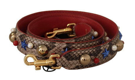 Dolce & Gabbana Brown Python Leather Studded Shoulder Strap - Hilstor