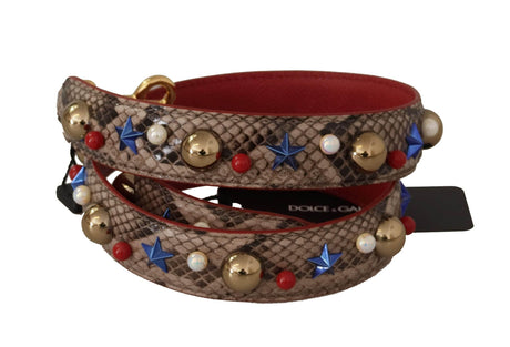 Dolce & Gabbana Brown Python Leather Studded Shoulder Strap - Hilstor