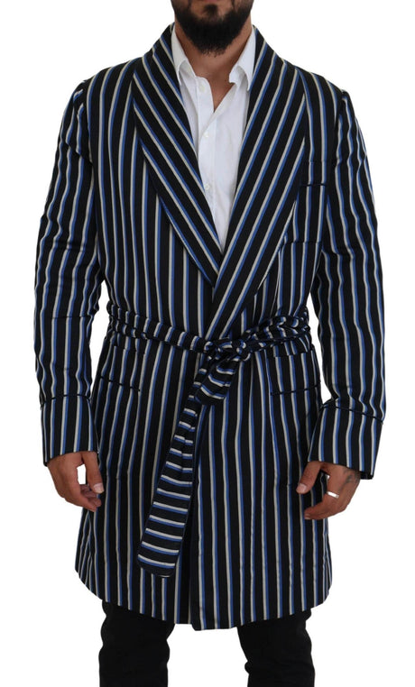 Dolce & Gabbana Black Blue Martini Printed Lining Robe - Hilstor