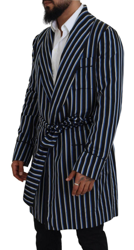 Dolce & Gabbana Black Blue Martini Printed Lining Robe - Hilstor