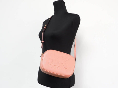Michael Kors Jet Set Travel Medium Sherbert Leather Oval Camera Crossbody Bag - Hilstor