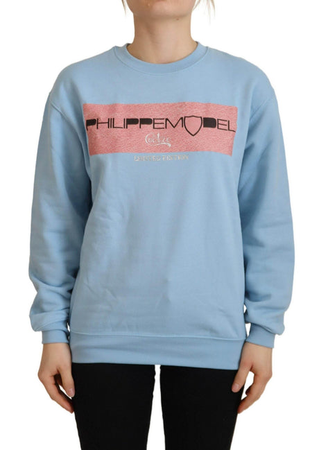 Philippe Model Light Blue Logo Printed Long Sleeves Sweater - Hilstor