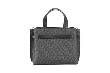 Michael Kors Emilia Small Black Signature PVC Satchel Crossbody Handbag Purse - Hilstor