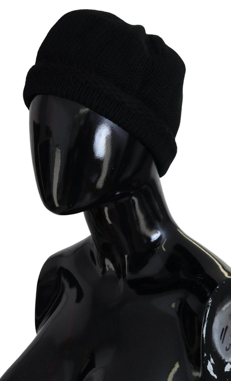 Dolce & Gabbana Black Virgin Wool Women Winter Beanie Cap Hat - Hilstor