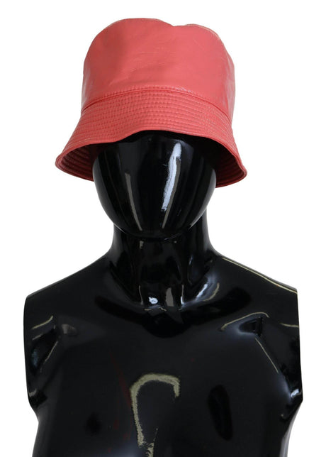 Dolce & Gabbana Peach Quilted Faux Leather Women Bucket Cap Hat - Hilstor