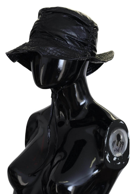 Dolce & Gabbana Black Quilted Faux Leather Women Bucket Cap Hat - Hilstor