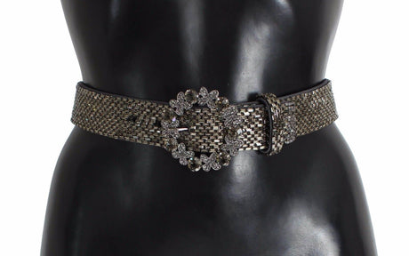 Dolce & Gabbana Multicolor Wide Crystal Buckle Sequined Belt - Hilstor