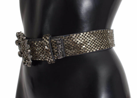 Dolce & Gabbana Multicolor Wide Crystal Buckle Sequined Belt - Hilstor