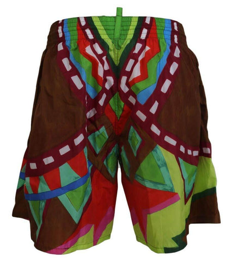 Dsquared² Multicolor Printed Men Beachwear Swimwear Short - Hilstor