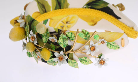 Dolce & Gabbana Yellow Lemons Sicily Crystal Diadem Tiara Headband - Hilstor