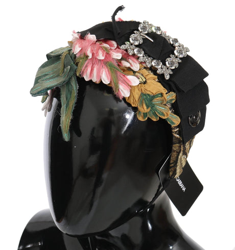 Dolce & Gabbana Multicolor Tiara Floral Crystal Bow Diadem Headband - Hilstor