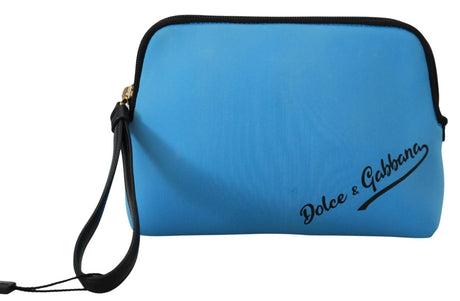 Dolce & Gabbana Blue Logo Print Hand Pouch Leopard Print Toiletry Bag - Hilstor