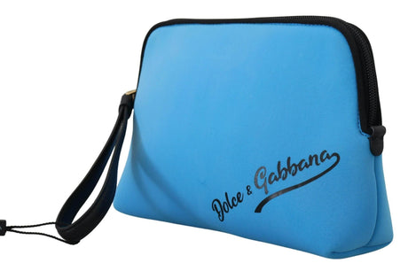 Dolce & Gabbana Blue Logo Print Hand Pouch Leopard Print Toiletry Bag - Hilstor