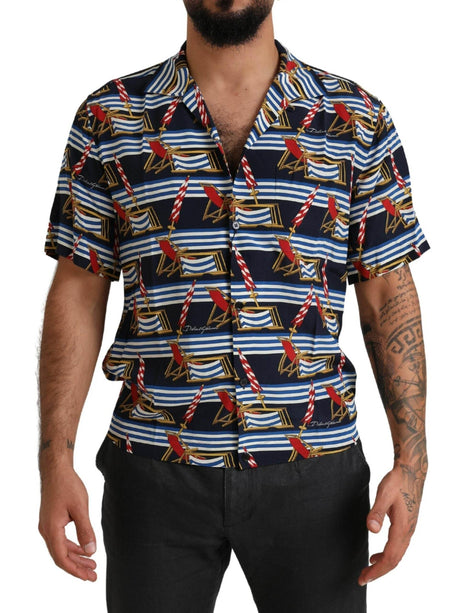Dolce & Gabbana Multicolor Beach Chair Short Sleeves Shirt - Hilstor