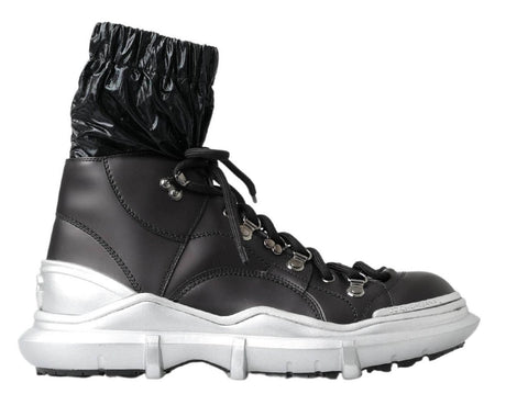 Dolce & Gabbana Black Nylon Galileo High Top Sneakers Shoes - Hilstor