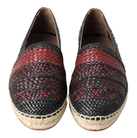 Dolce & Gabbana Black Bordeaux Buffalo Leather Espadrille Shoes - Hilstor