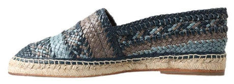 Dolce & Gabbana Blue Gray Leather Buffalo Espadrille Shoes - Hilstor