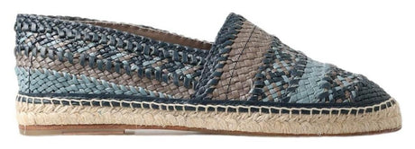 Dolce & Gabbana Blue Gray Leather Buffalo Espadrille Shoes - Hilstor