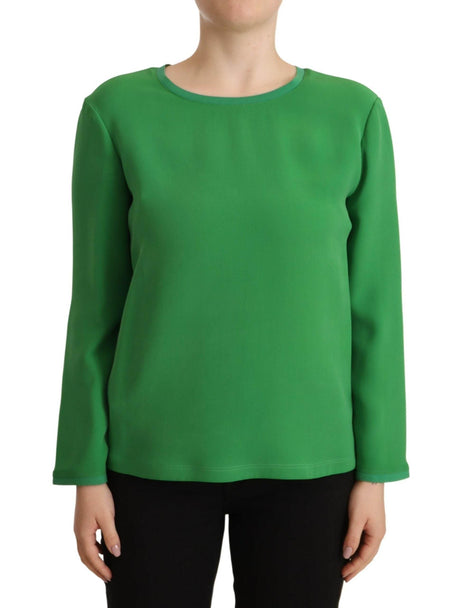 Armani Green Silk Long Sleeves Round Neck Sweater - Hilstor