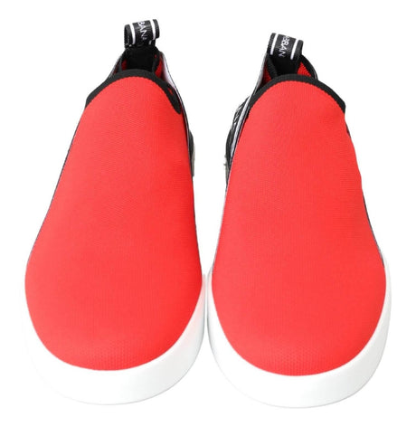 Dolce & Gabbana Red White Flat Sneakers Loafers Shoes - Hilstor