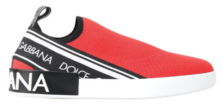 Dolce & Gabbana Red White Flat Sneakers Loafers Shoes - Hilstor