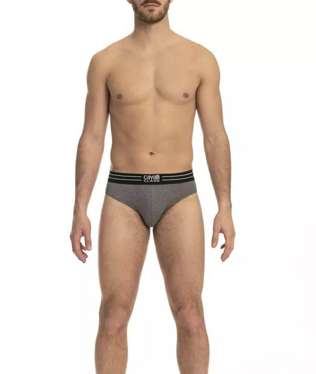 Cavalli Class Gray Cotton Men's Underwear Pack - Hilstor