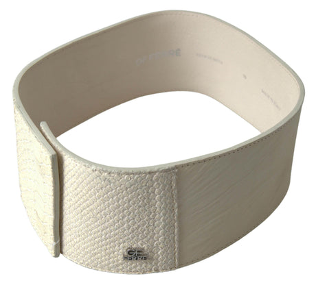 GF Ferre Off White Waxed Cotton Wide Fashion Waistband Belt - Hilstor